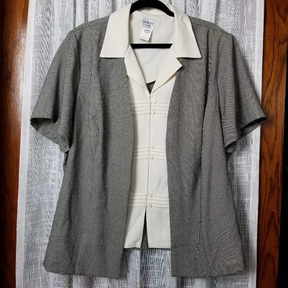 Dorby women’s top plus size 22W blazer houndstooth